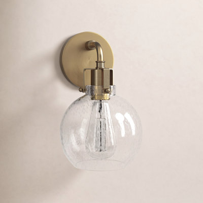 Byrne Single Light Glass Dimmable Armed Sconce