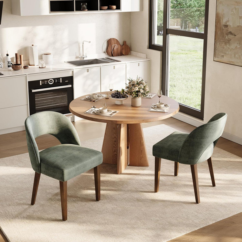 Ensemble de 4 chaises de salle à manger rembourrées modernes en chenille avec pieds réglables, chaises de ferme pour la cuisine, la salle à manger