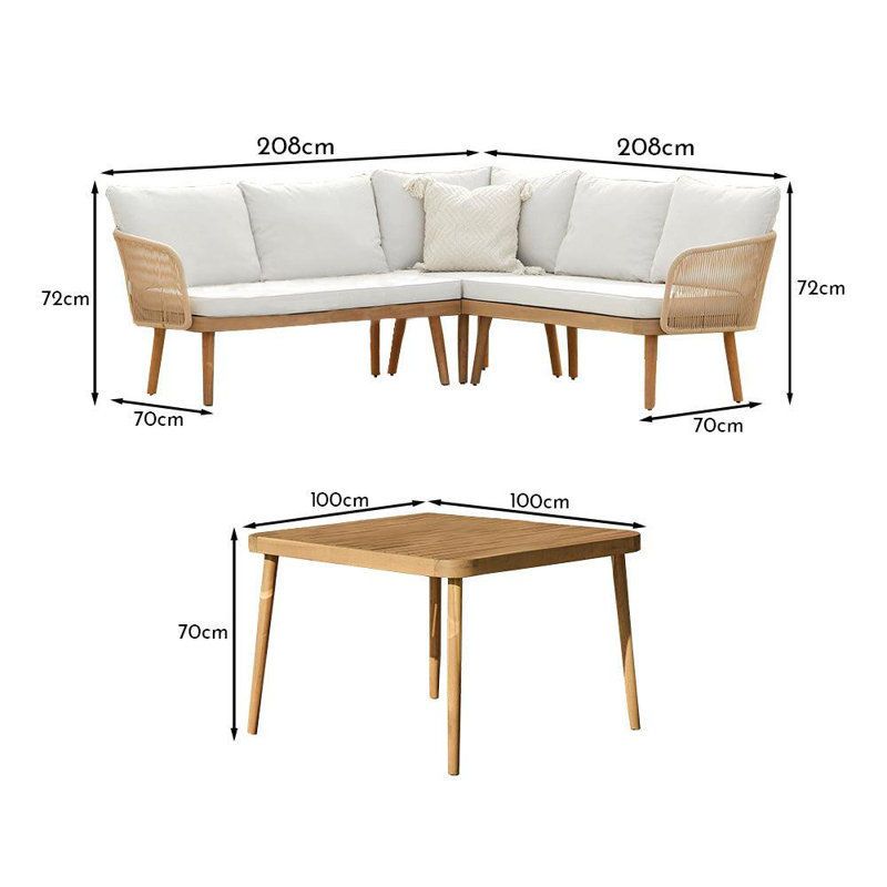 Arefa Rectangular 5 - Person 70cm Long Seating Group with Cushions