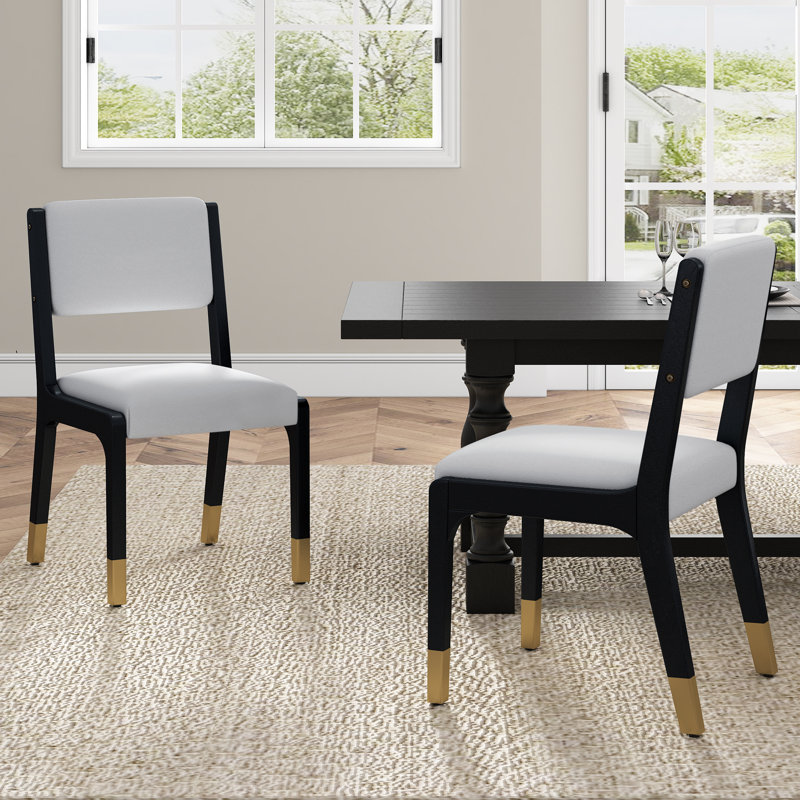 Ensemble de 2 chaises de salle à manger Modern, Noir, Blanc