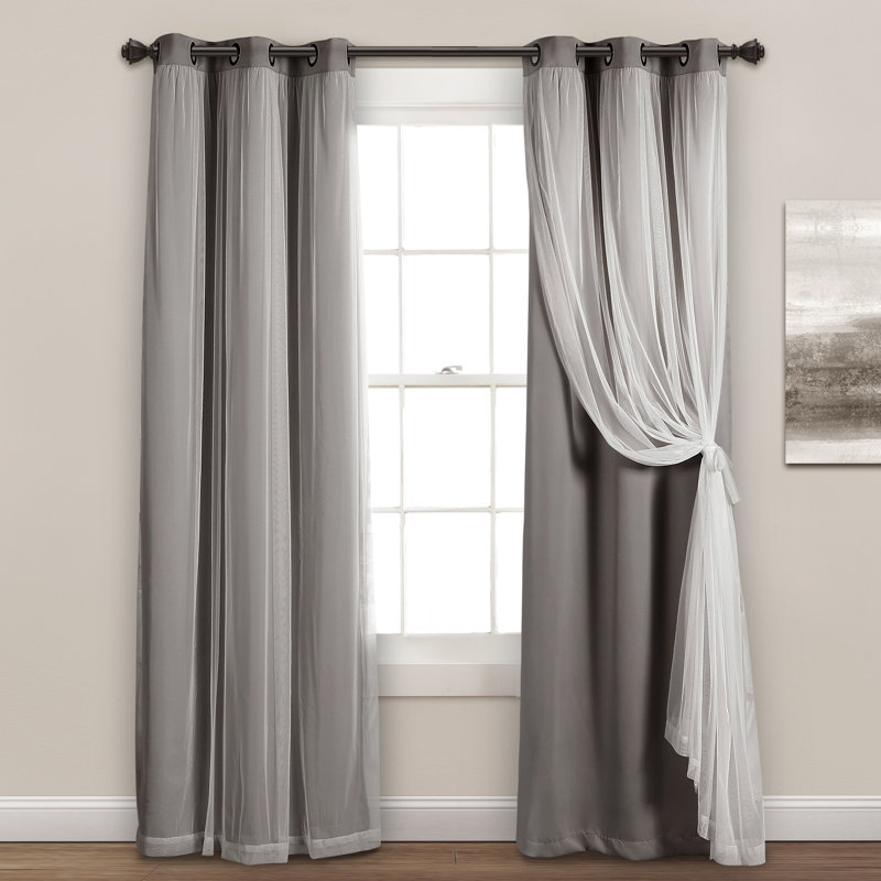 Blackout Curtain Pair, Dark Gray, 38" W x 108" L