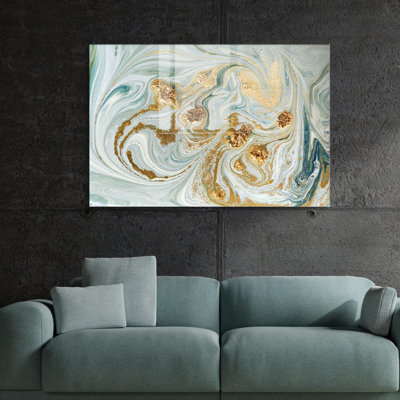 Peinture élégante en verre trempé de 11,8 po x 17,7 po | 100% verre trempé, épaisseur: 0,16 pouce | Superbe art mural pour la décoration intérieure, durable et facile à nettoyer, parfait pour les espaces de salon et de bureau