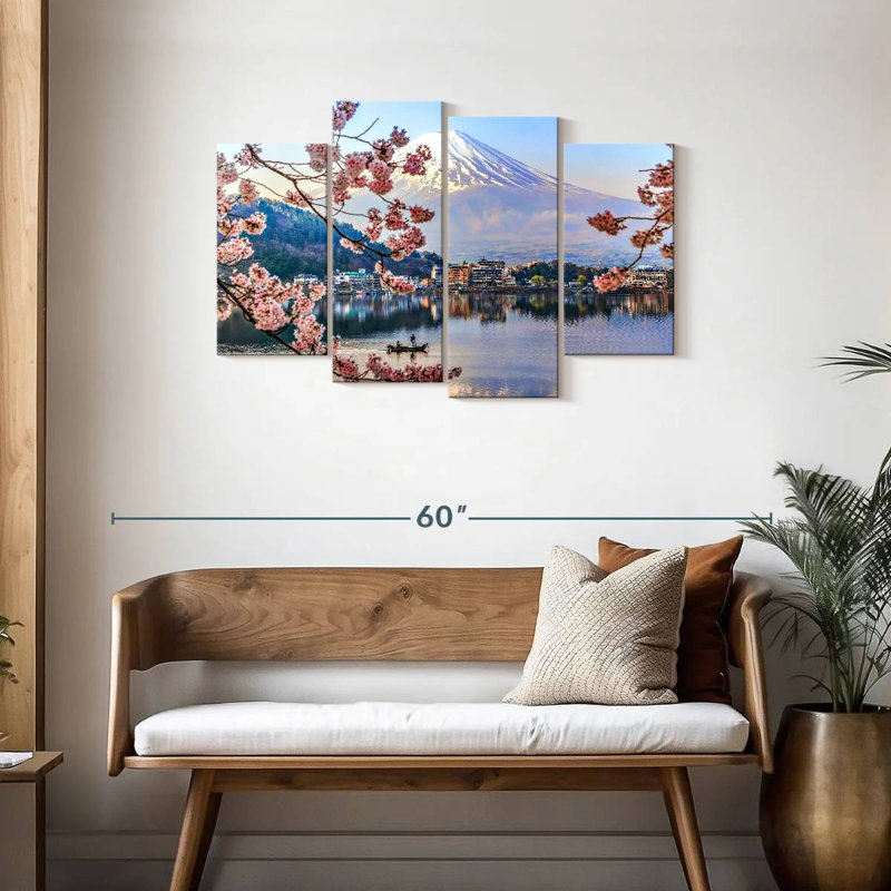 Scène de printemps du lac Senne Kawaguchi, H 27 po x l 43 po