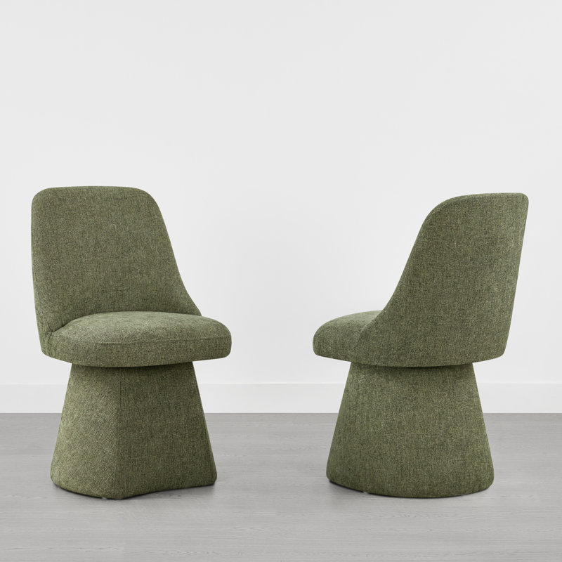 Swivel Fabric Upholstered Dining Chair (Set of 2), Moss Green