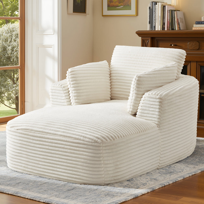 Canapé de 65 po sans os avec compression, méridienne intérieure, canapé rembourré en velours côtelé, canapé-lit Cloud, fauteuil de lecture surdimensionné pour le salon, aucun assemblage requis