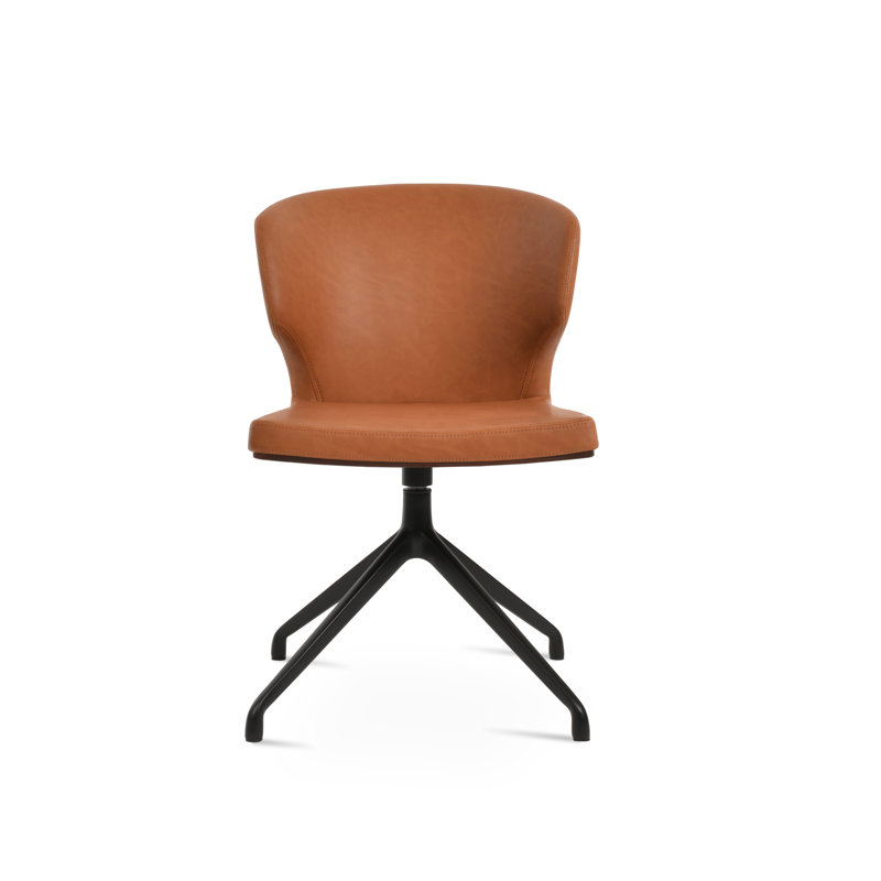 Fauteuil pivotant Amed Plus, Noir mat, Caramel