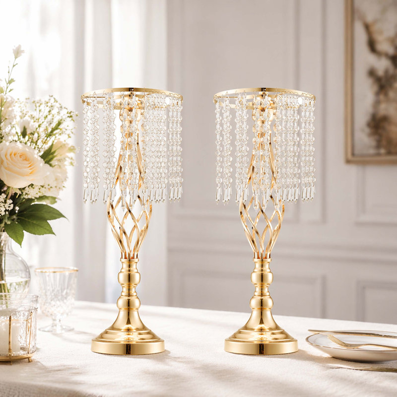 Support de centre de table floral en acier au carbone en forme de spirale en or français, élégant vase de mariage en cristal drapé pour mariage et événement
