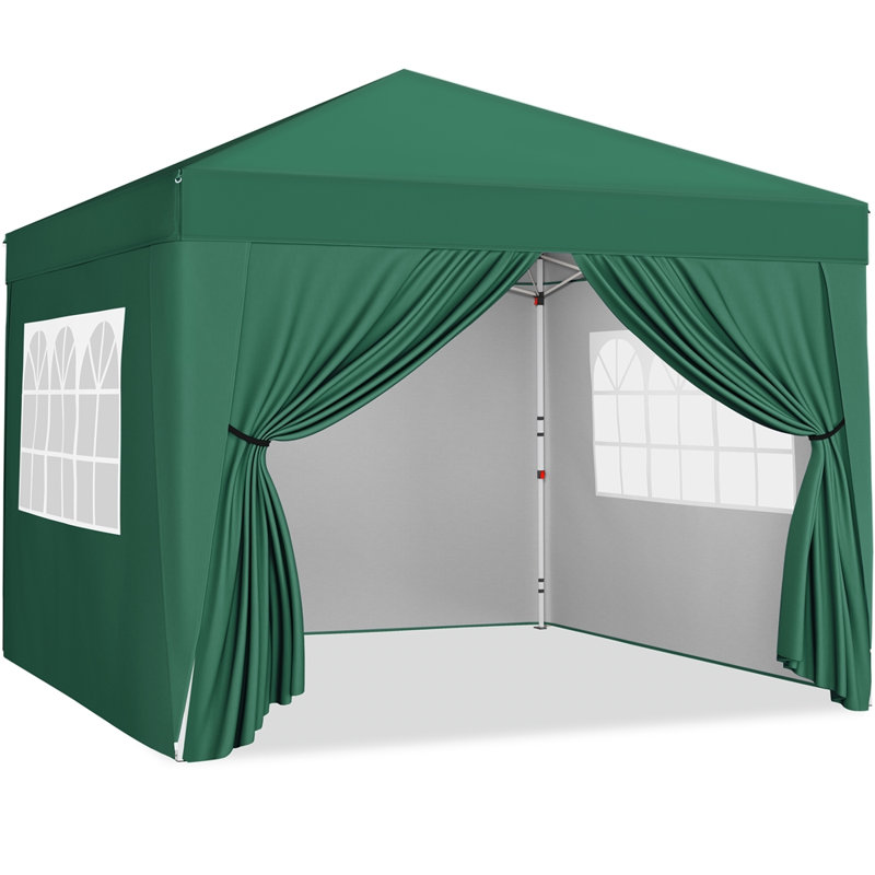 3m x 3m Iron Pop-Up Gazebo, 287cm H x 300cm W x 300cm D, Dark Green