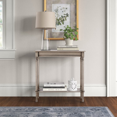 Elegant Hemenway 28'' Console Table – Neutral Finish, Turned Legs & Functional Lower Storage Shelf
