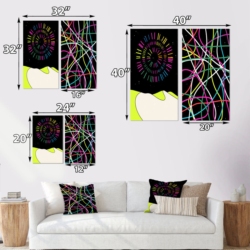 70S Vintage Abstract Geometrics I - ensemble de 2 impressions, Toile tendue, H 20 po x l 24 po x P 1 po