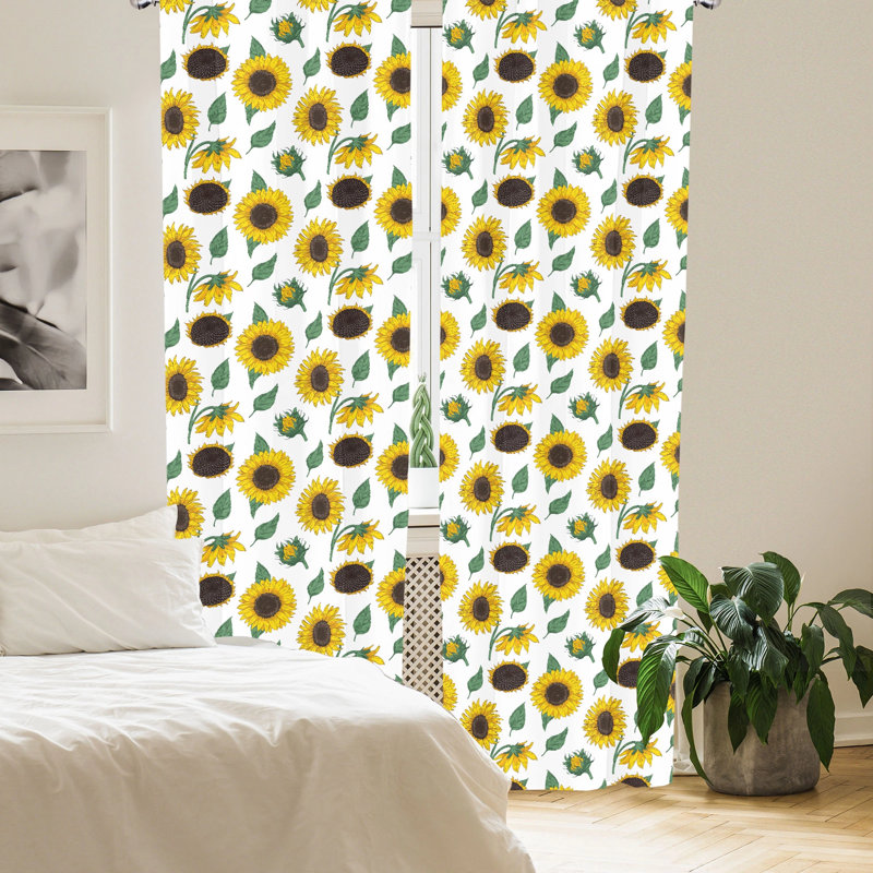 Floral Semi-Sheer Rod Pocket Sliding Panel, 28" x 84"