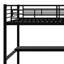 Lit mezzanine multifonctionnel en métal avec bureau, escalier de rangement, mini garde-robe et lumières DEL
