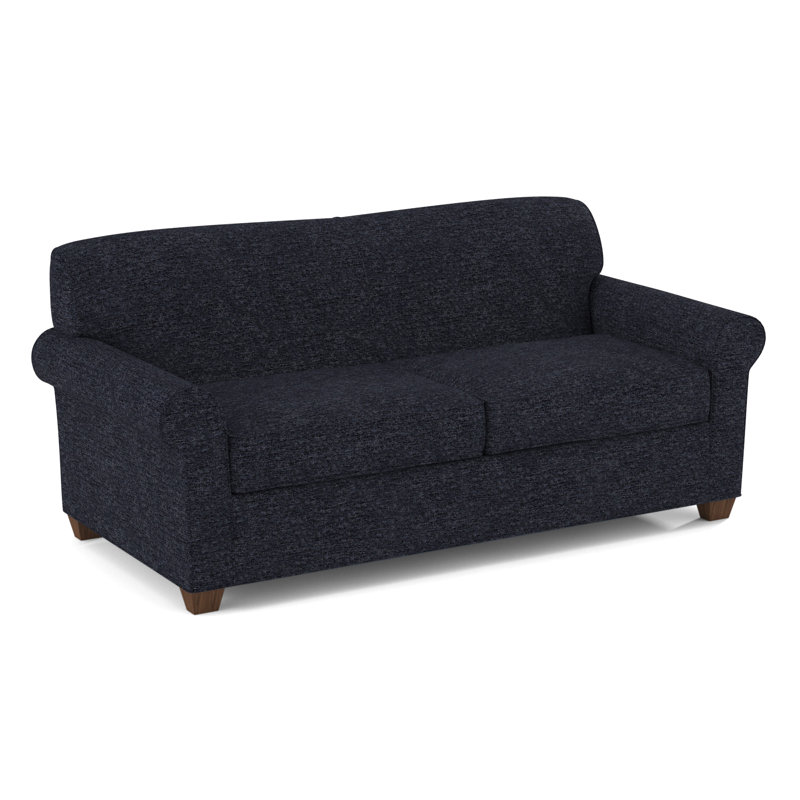 Finn Rolled Arm Sofa with Reversible Cushions, Montana Walnut, Antic Slate, 34" H x 75" W x 36" D