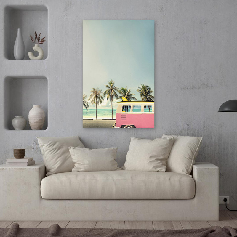 Surf bus rose - paysages côtiers, photographie de plages, art, H 36 po x l 24 po