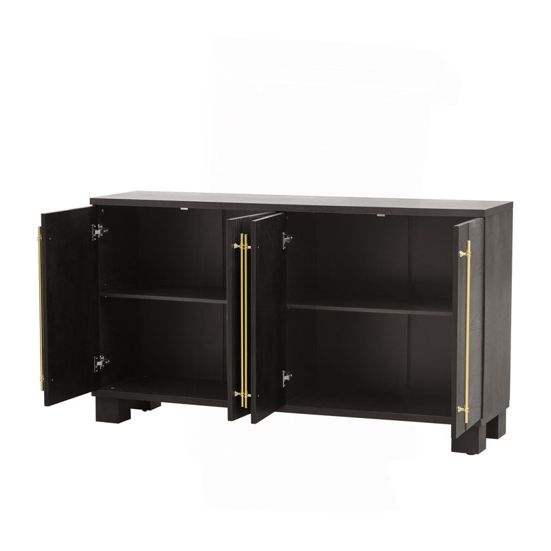 Buffet avec rangement, buffet en bois avec tablettes réglables et poignées dorées pour la cuisine, la salle à manger et le salon (taupe)