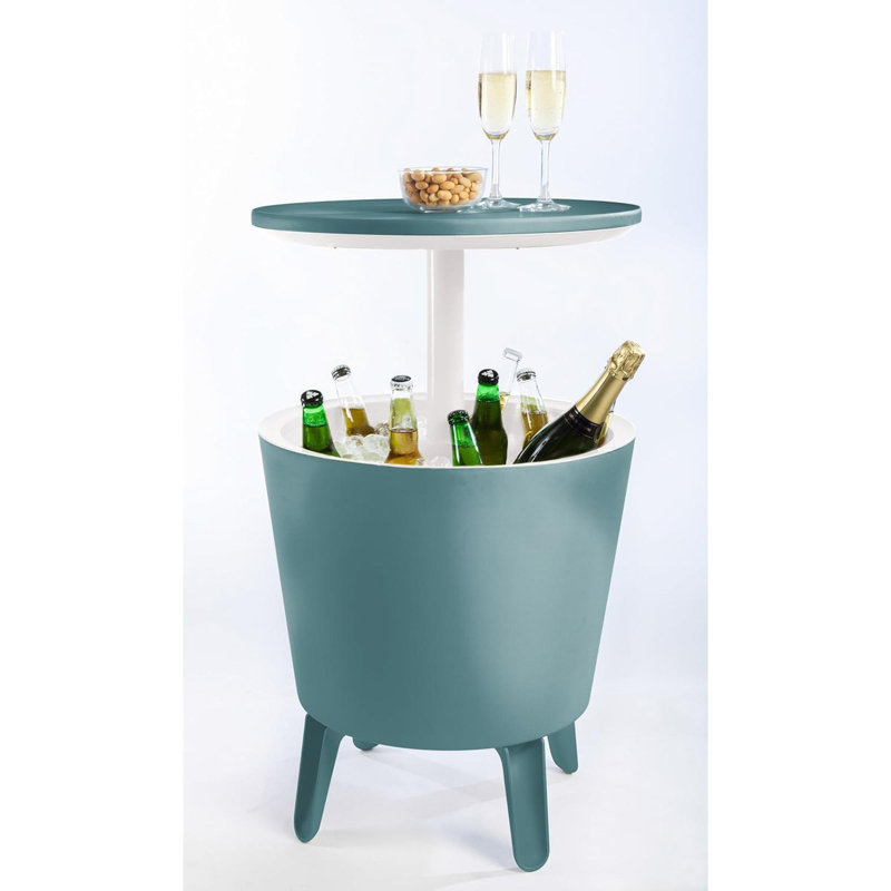 Table basse d'appoint pour terrasse et spa moderne avec refroidisseur à bière et à vin 7,5 gallons Modern, Bleu