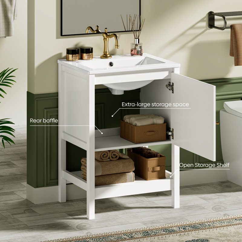Meuble-lavabo autoportant 24 po, Blanc