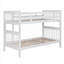 Modern Clean Silhouette Twin Bunk Bed Space-Saving Slatted Headboard Solid Wood White Finish