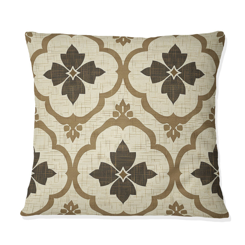 Coussin décoratif brun et beige quadrilobe I, H 16 po x l 16 po