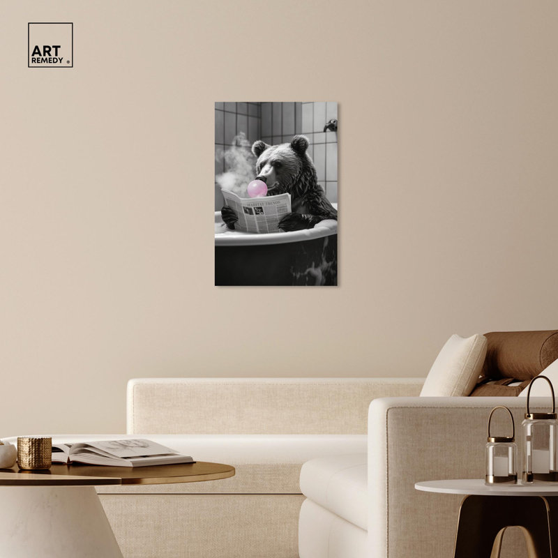 Ours de bain fumant Art Remedy, H 36 po x l 24 po, Toile tendue