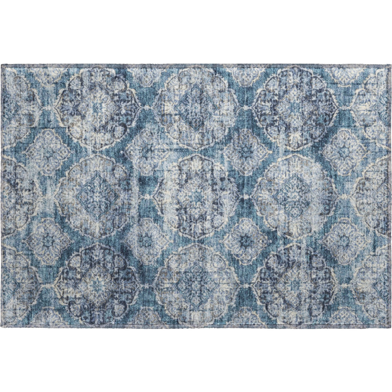 Premium Machine Washable Mayfield AMF2196 panel Rug, 1'8" x 2'6", Denim
