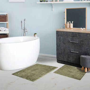 Color G Thin Bathroom Rugs Fit Under Door, Non Slip Bath Mat  17"x43" Black