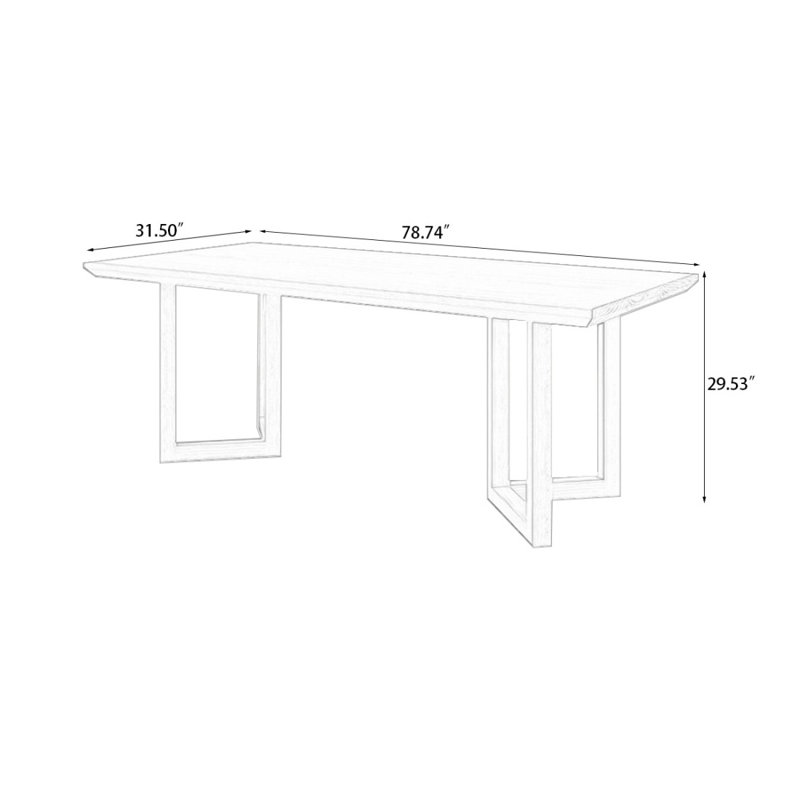 Light Brown Rectangular Solid Wood Dining Table, 29.53"H x 78.74"L x 31.5"W