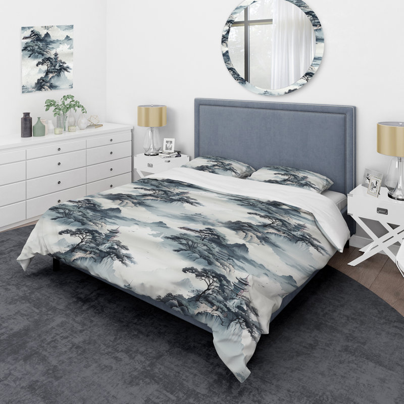 Encre de Chine - ensemble de housse de couette chinois - microfibre de polyester