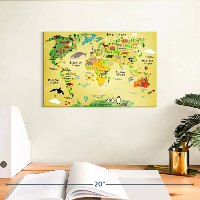 Carte du monde des animaux Keiri, H 8 po x l 12 po