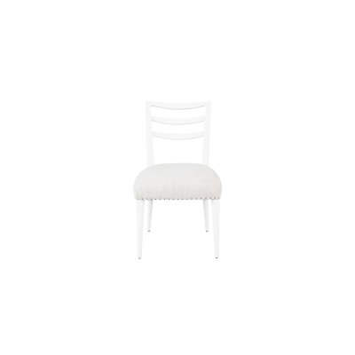 Of 2 Ladderback Dining Chairs, Upholstered Seat In White, Solid Wood + , 20.03" W X 23.87" D 34.71" H Side Chair - White Pad & Construction