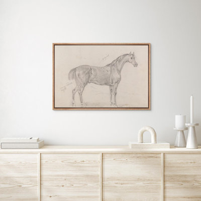 Horse Sketch Animal Artwork Modern Rustic Living Room Decor Framed Canvas Print Wall Art