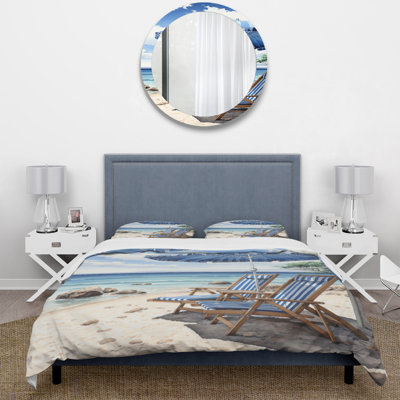 Ensemble de housse de couette en microfibre / polyester Beach Sandy Escape Pointillism I