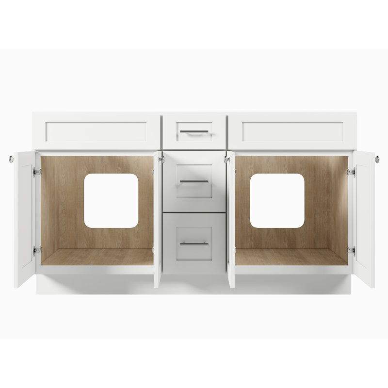 60'' Double Bathroom Vanity Base only, White