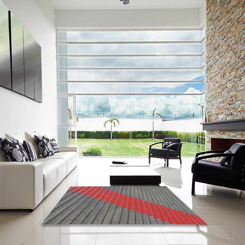 Tapis rayé rouge, Carré 6 pi