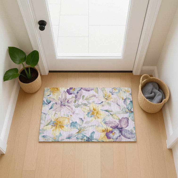 Machine Washable Indoor/Outdoor London ACN2262 Floral Rug