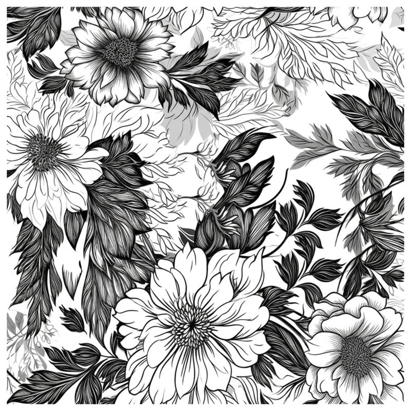 Black White Floral Illustration Comforter, Twin Extra Long