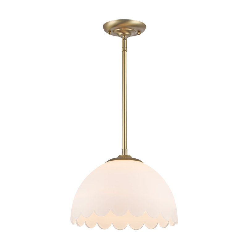Luminaire suspendu 1 lumière avec verre opale Barnes, Bronze champagne brossé