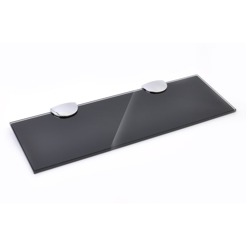 Fanniemae Glass Floating Shelf with Adjustable Shelves, 0.6cm H x 40cm W x 15cm D, Black
