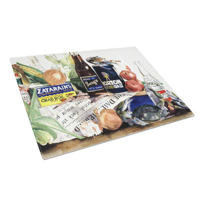 Barq's, Crabs, and Spices Glass Cutting Board