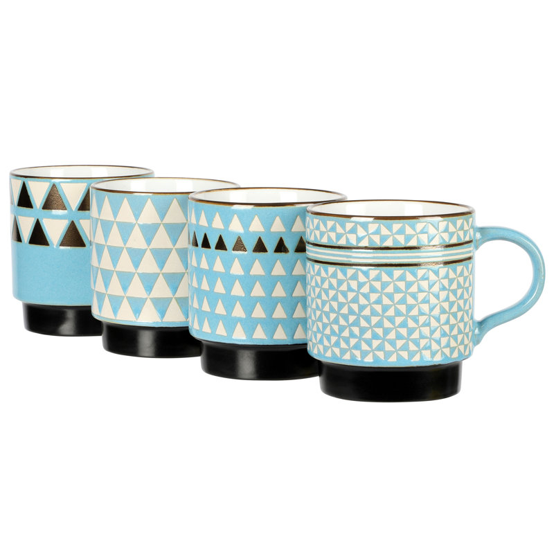Primevalley Blue and White Ceramic Stackable Mug Set
