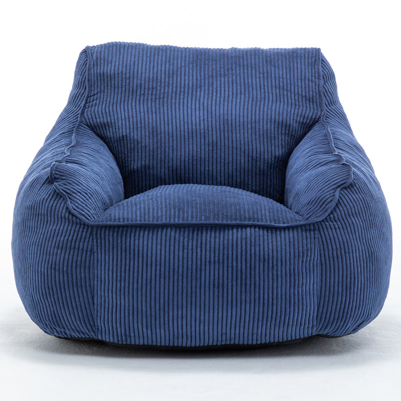 Spacious Corduroy Bean Bag Chair With For Adults And Teens, Dark Blue, High - Quality Foam, Great Study Relaxing Bean Bag , Ergonomic Design, , Foam Filler, Study, Reading