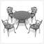 Ensemble de 5 meubles de patio en aluminium coulé avec cadre noir et coussins de siège
