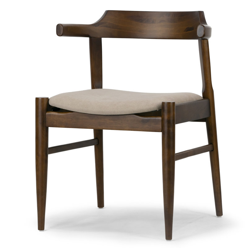 Ashton 17.91'' H Upholstered Side Chair, Walnut/Beige