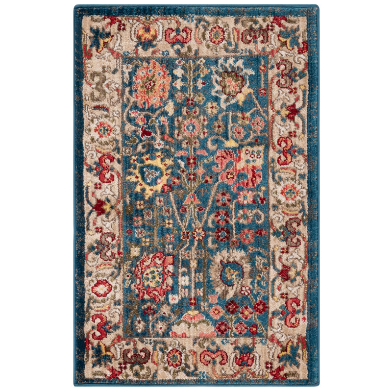 Tapis performance oriental Kurtz, Rectangle 6 pi 7 po x 9 pi, Blue/Tan
