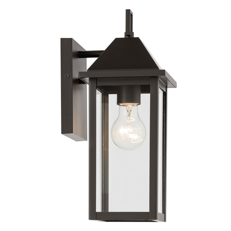 14" 1-Light Outdoor Wall Light with Clear Glass, 14" H x 5.75"W x 7" D, Bronze