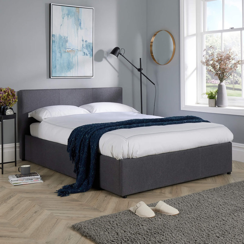 Ottone Grey Upholstered End-Lift Ottoman Storage Bed, 150 x 200 cm