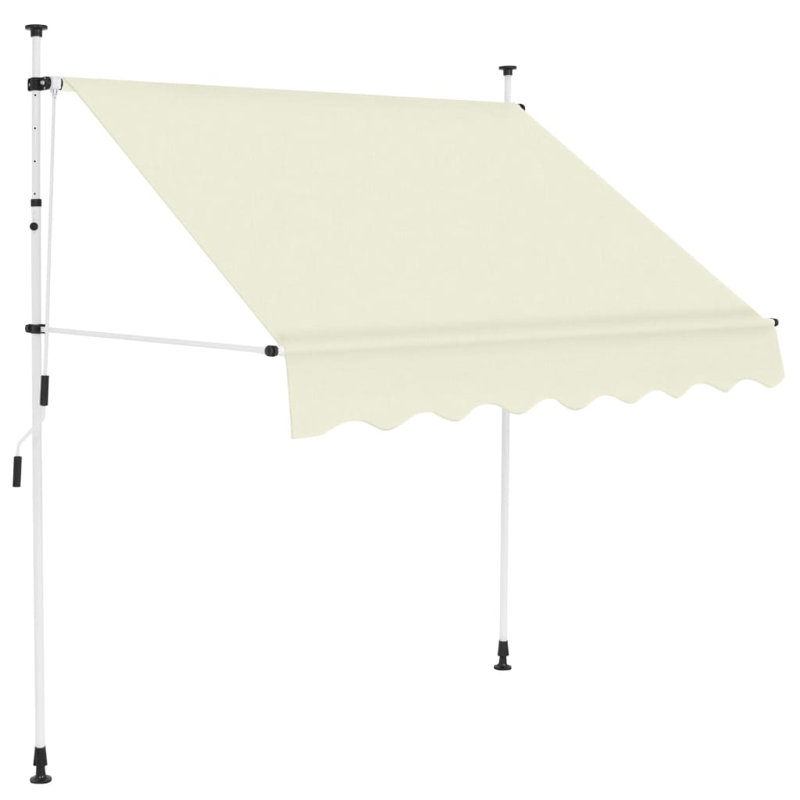 Auvent de patio rétractable en polyester, H 118 po x l 59 po x 47,2 po, Crème