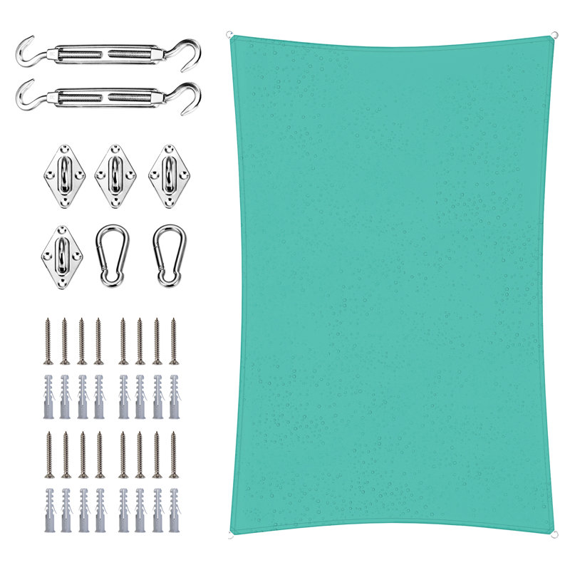 Toile d'ombrage rectangulaire imperméable 7 pi x 12 pi avec quincaillerie Royal Shade, Turquoise