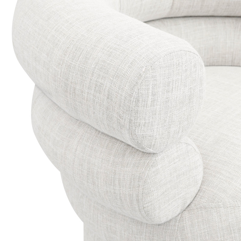 Hyypio Linen Textured Fabric Accent Swivel Chair, Cream Linen Textured Fabric