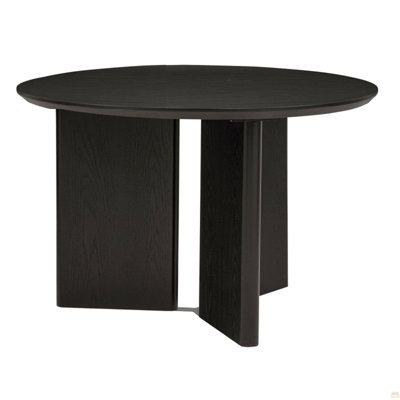 Table de salle à manger ronde en bois naturel, table de salle à manger contemporaine, noir